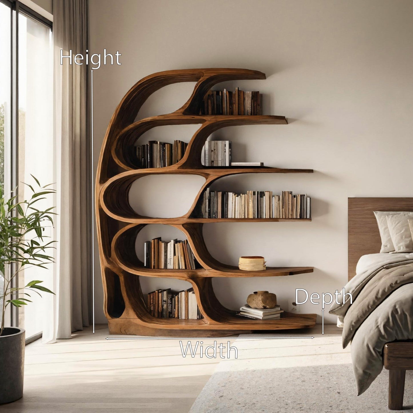 Modern Sculptural Bookshelf For Bedroom Or Living Room Lynnsnail