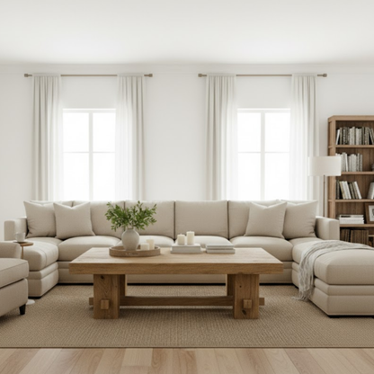 Handcrafted Solid Wood Coffee Table – Rustic Farmhouse Block Design for Living Room Lynnsnail