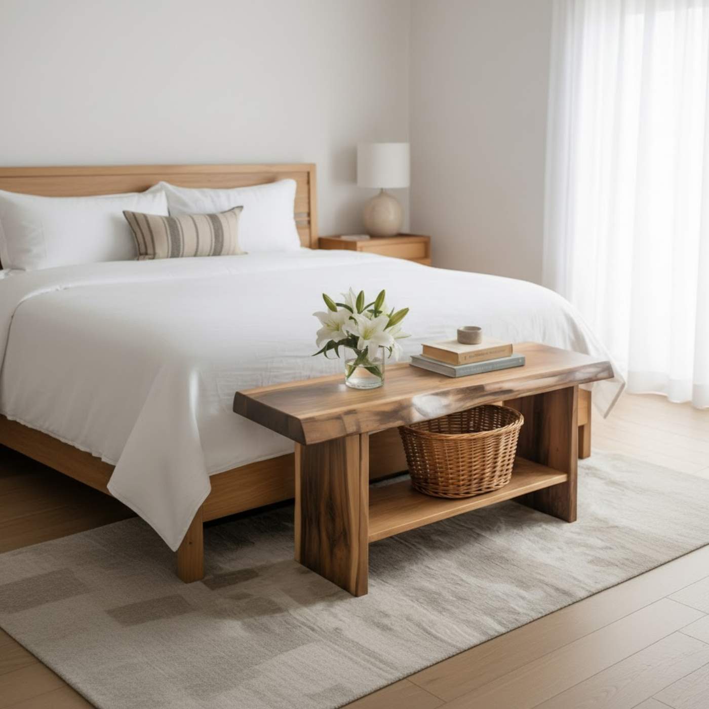 Handcrafted Solid Wood Bench – Live Edge Seating & Bedroom Storage Lynnsnail