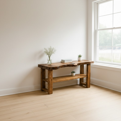 Handcrafted Solid Wood Console Table – Sculptural Organic Live-Edge Design Lynnsnail