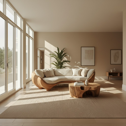 Handcrafted Solid Walnut Sofa – Modern Sculptural Wood Couch with Smooth Organic Curves Lynnsnail