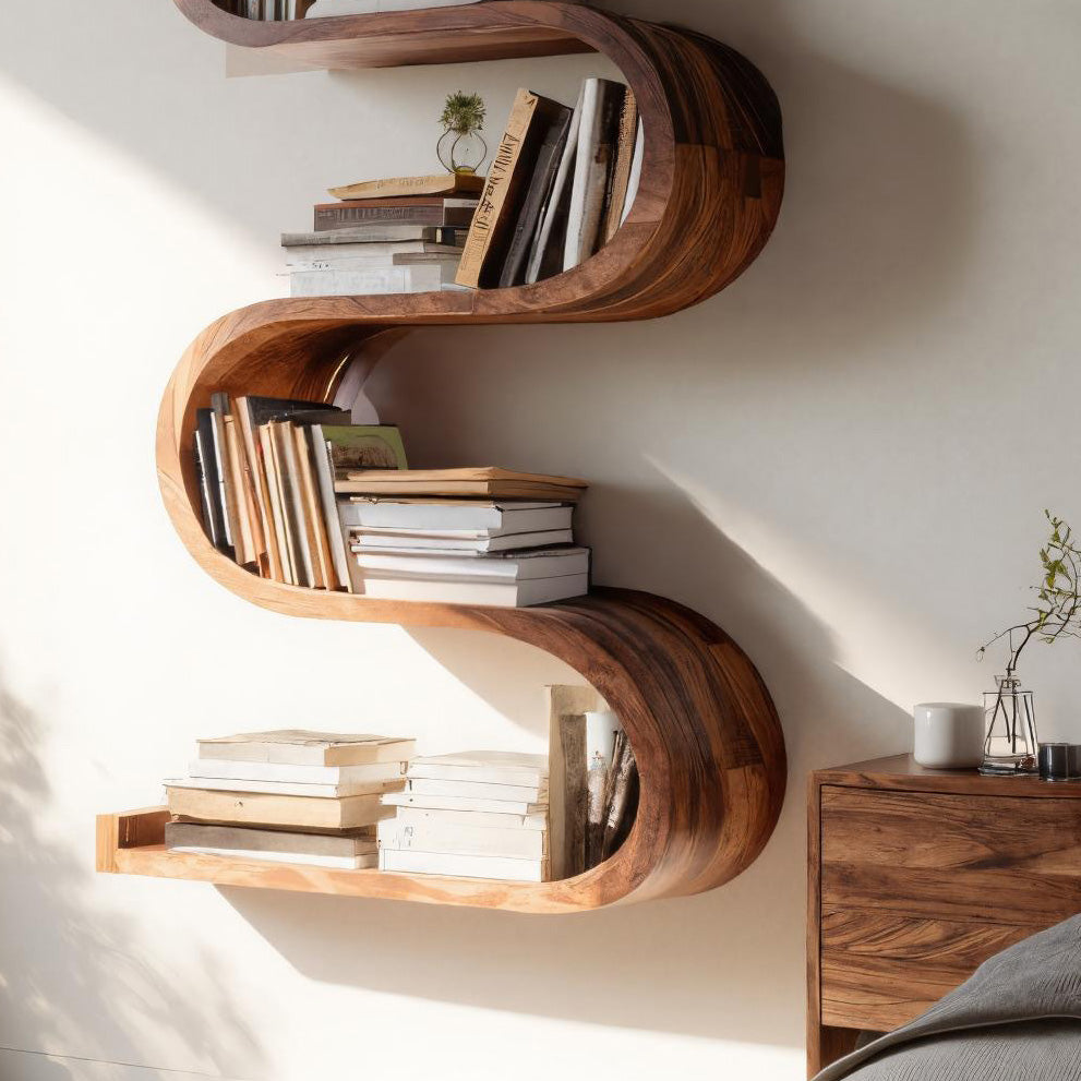 Contemporary Vertical Wall Bookshelf For Living Decor Lynnsnail