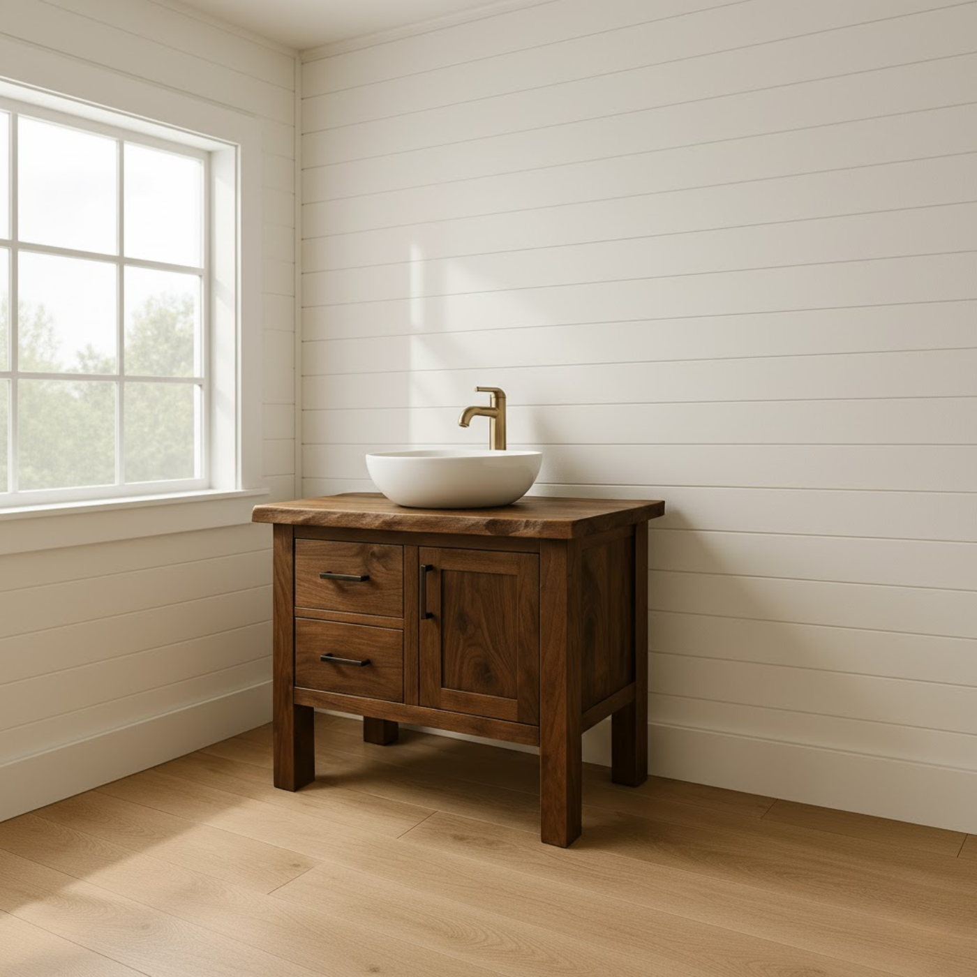 Handcrafted Solid Wood Bathroom Vanity - Live Edge Cabinet with Storage Lynnsnail