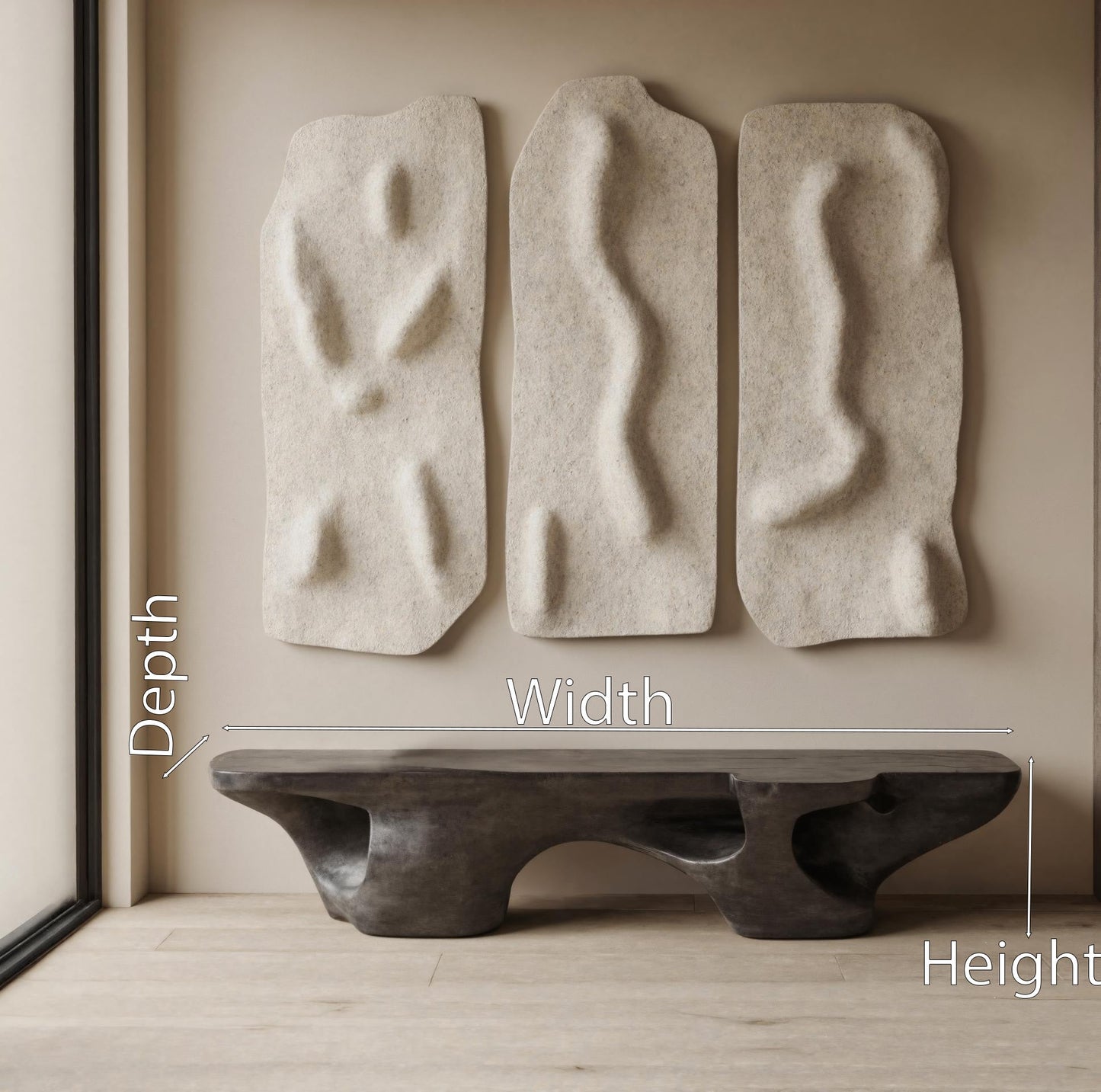 Contemporary Sculptural Bench With Carved Design For Living Room Lynnsnail