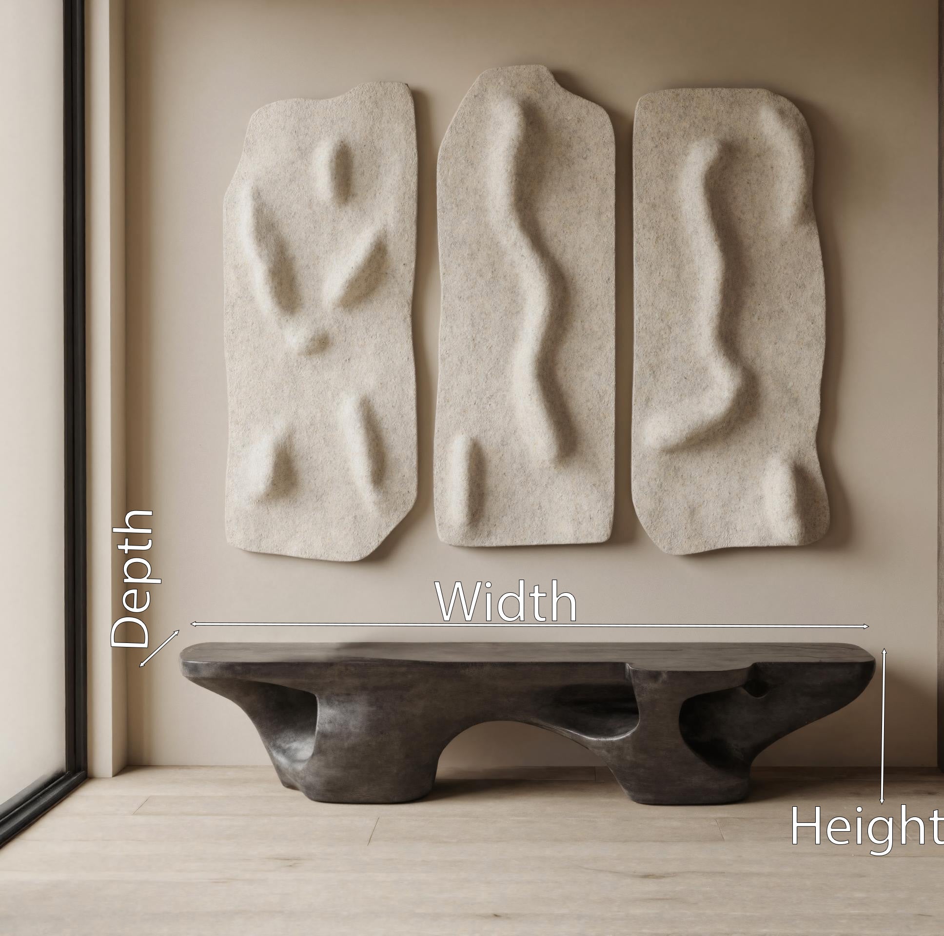 Contemporary Sculptural Bench With Carved Design For Living Room Lynnsnail