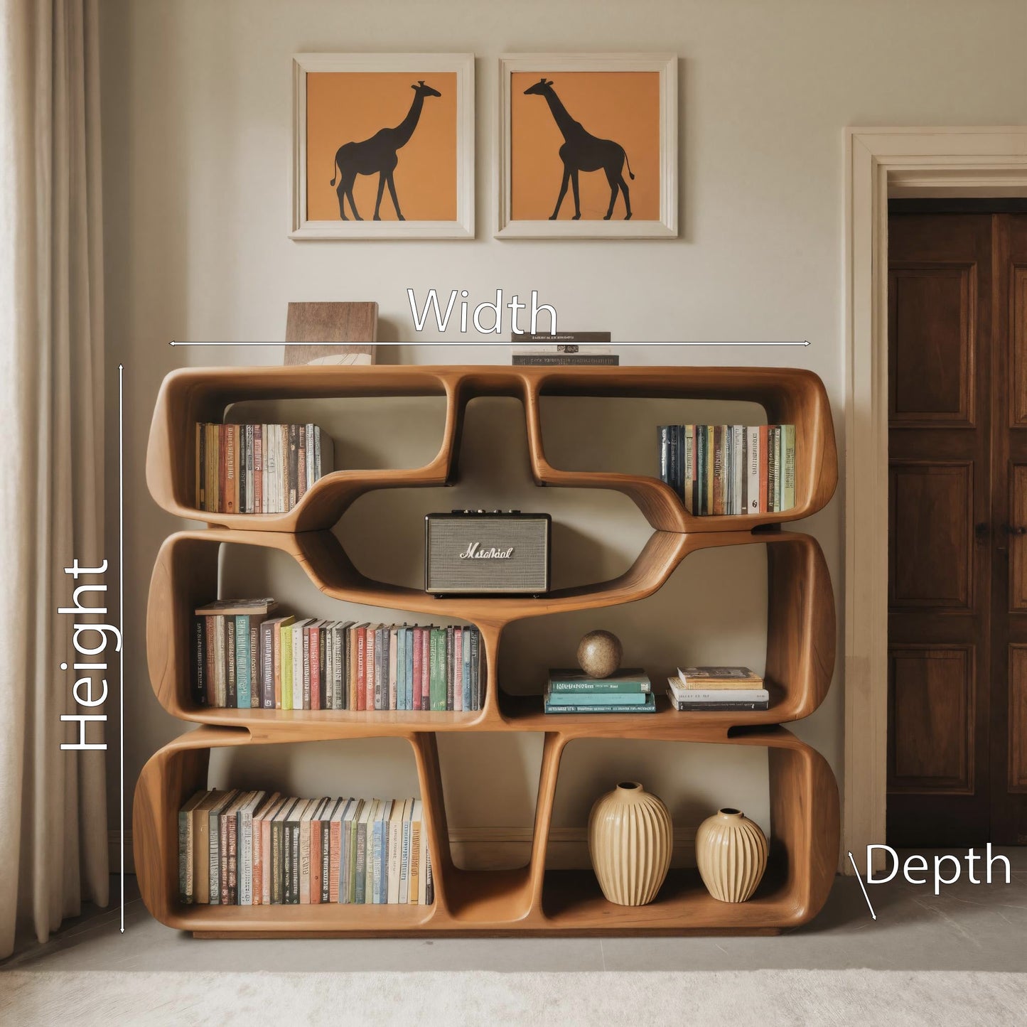 Modern Sculptural Bookshelf With Organic Curves For Living Room Lynnsnail