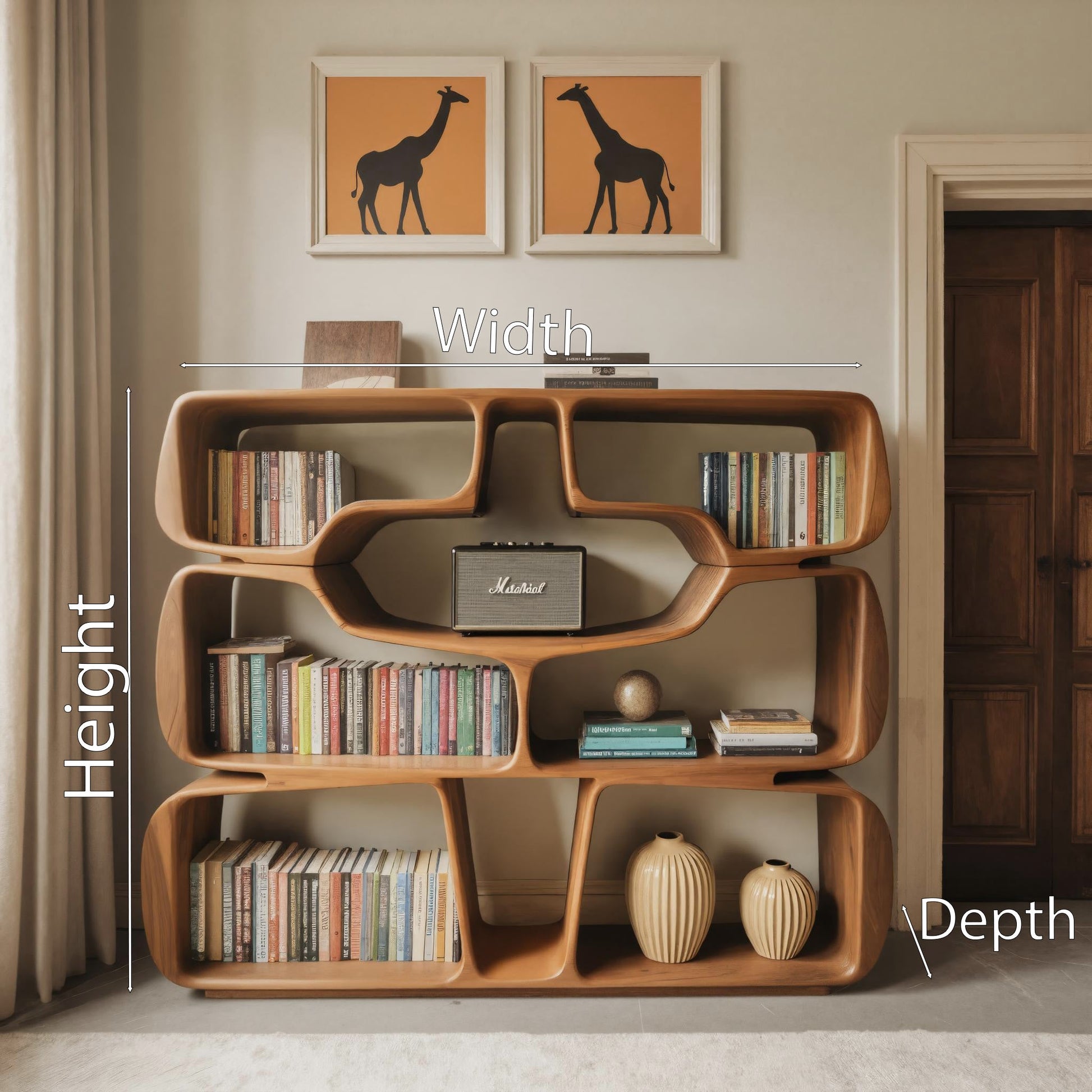 Modern Sculptural Bookshelf With Organic Curves For Living Room Lynnsnail