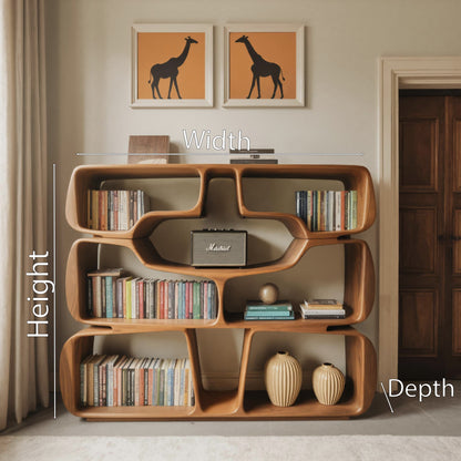 Modern Sculptural Bookshelf With Organic Curves For Living Room Lynnsnail