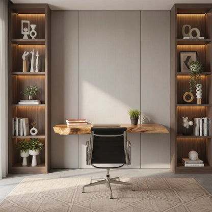 Live Edge Solid Wood Wall Desk for Minimalist Home Workspace Lynnsnail