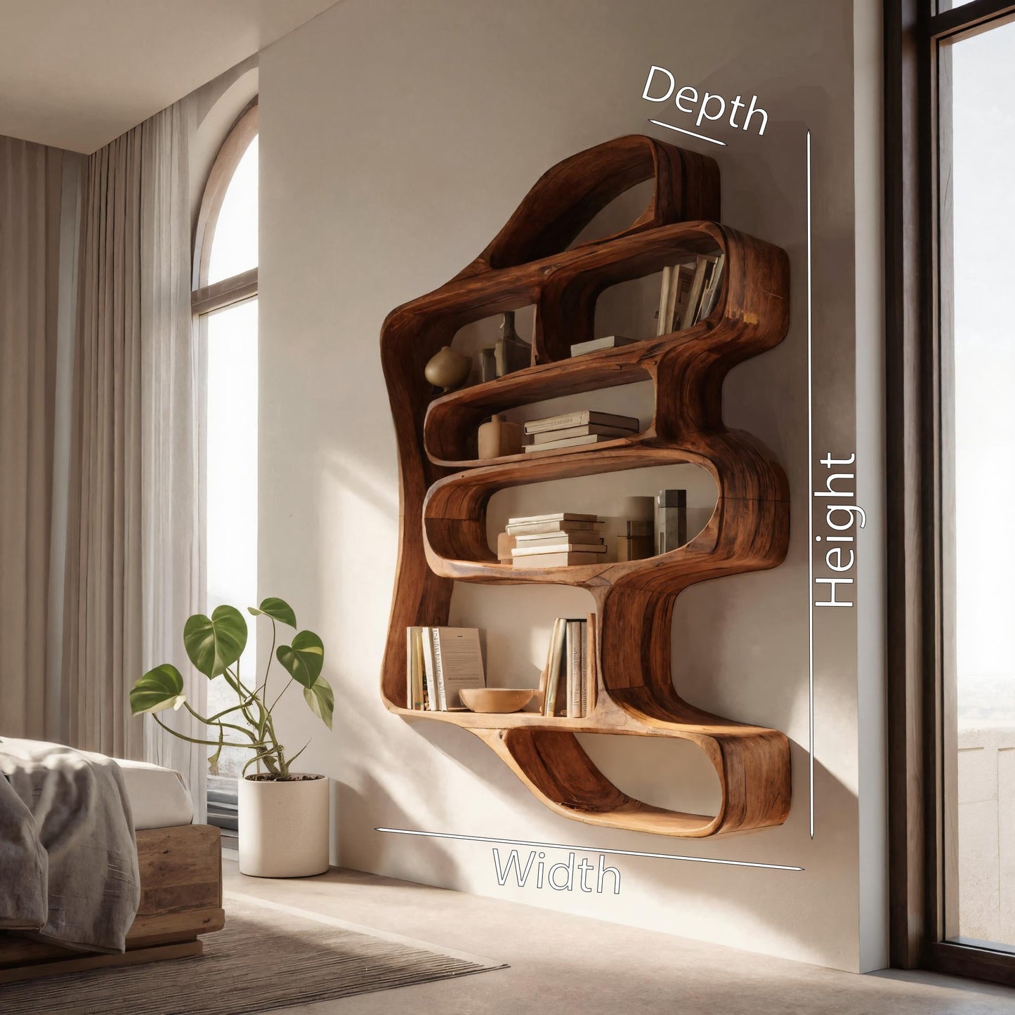 Sculptural Floating Bookshelf For Living Room Or Bedroom Lynnsnail