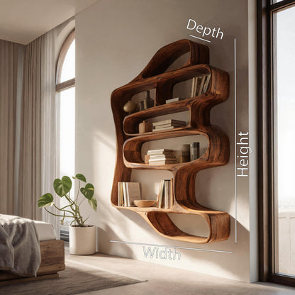 Sculptural Floating Bookshelf For Living Room Or Bedroom Lynnsnail
