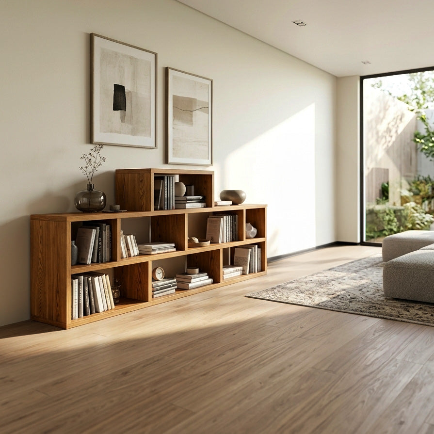 Handcrafted Wooden Bookshelf With Multi Storage For Living Space Lynnsnail