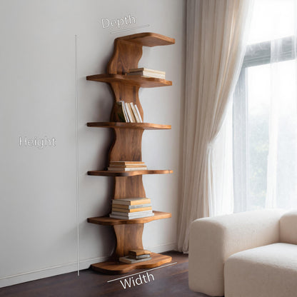 Modern Sculptural Wave Bookshelf For Living Room Lynnsnail