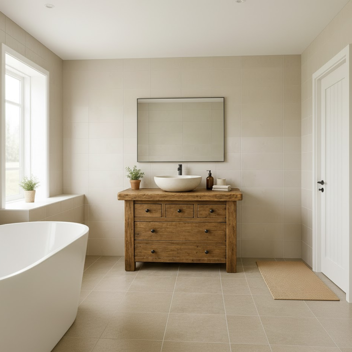 Handcrafted Solid Wood Single Bathroom Vanity - Rustic Storage Cabinet with Drawers Lynnsnail