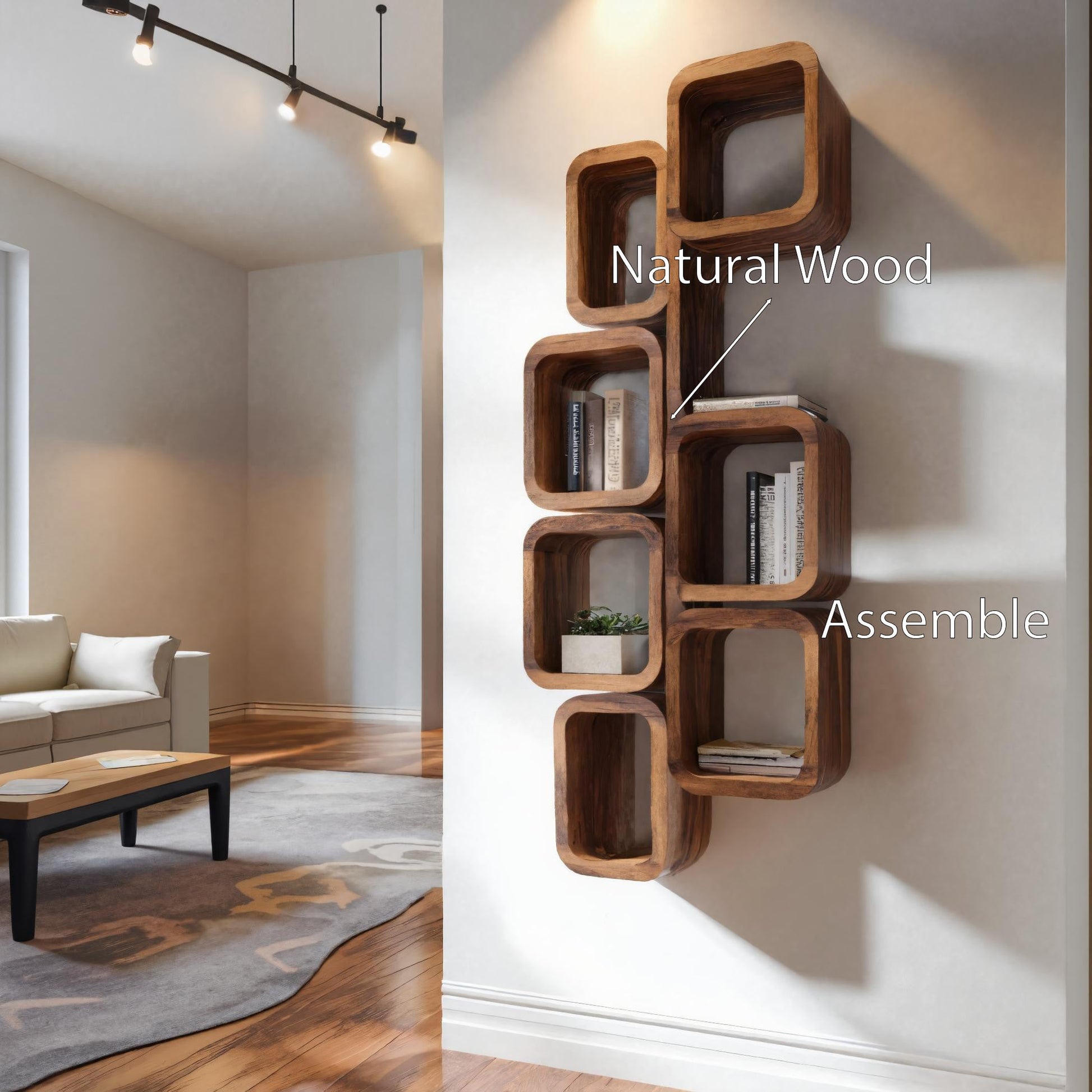 Modern Wall Mounted Bookshelf With Square Design For Living Room Lynnsnail