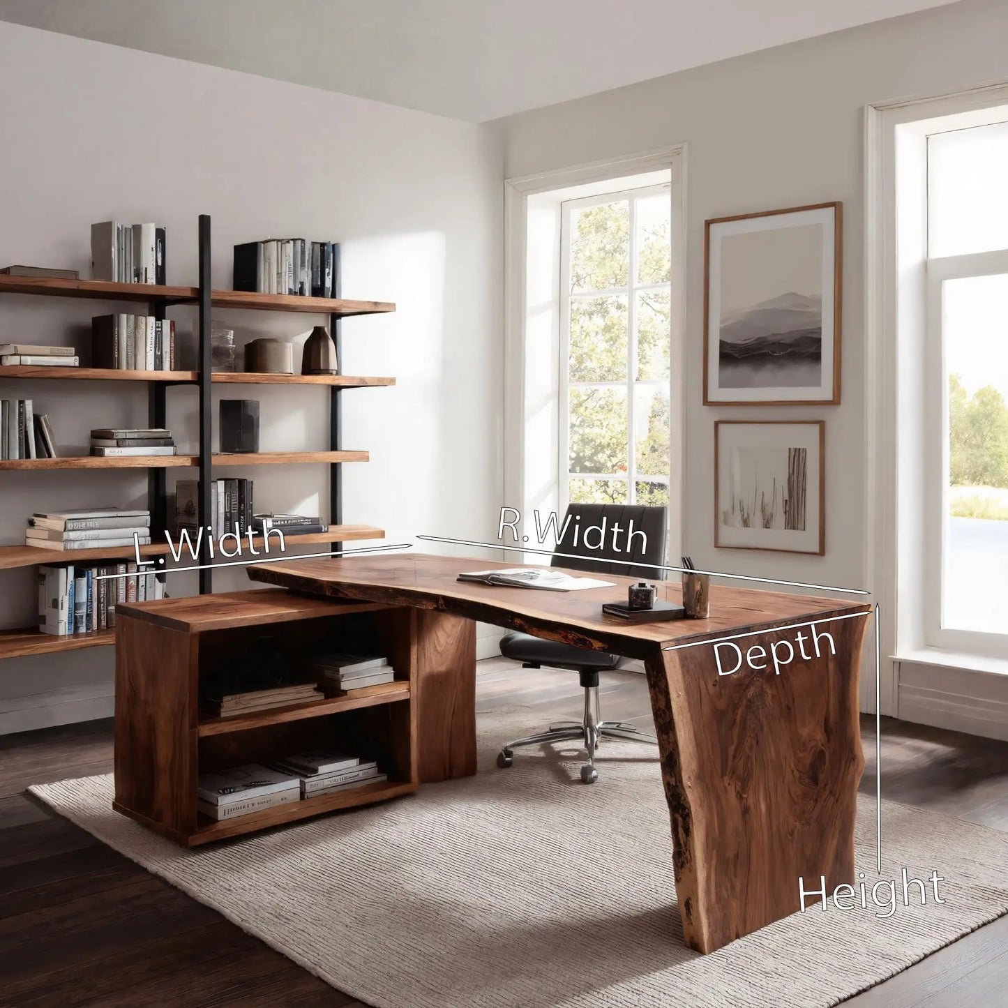 Modern Live Edge Desk With Storage For Workspace Lynnsnail