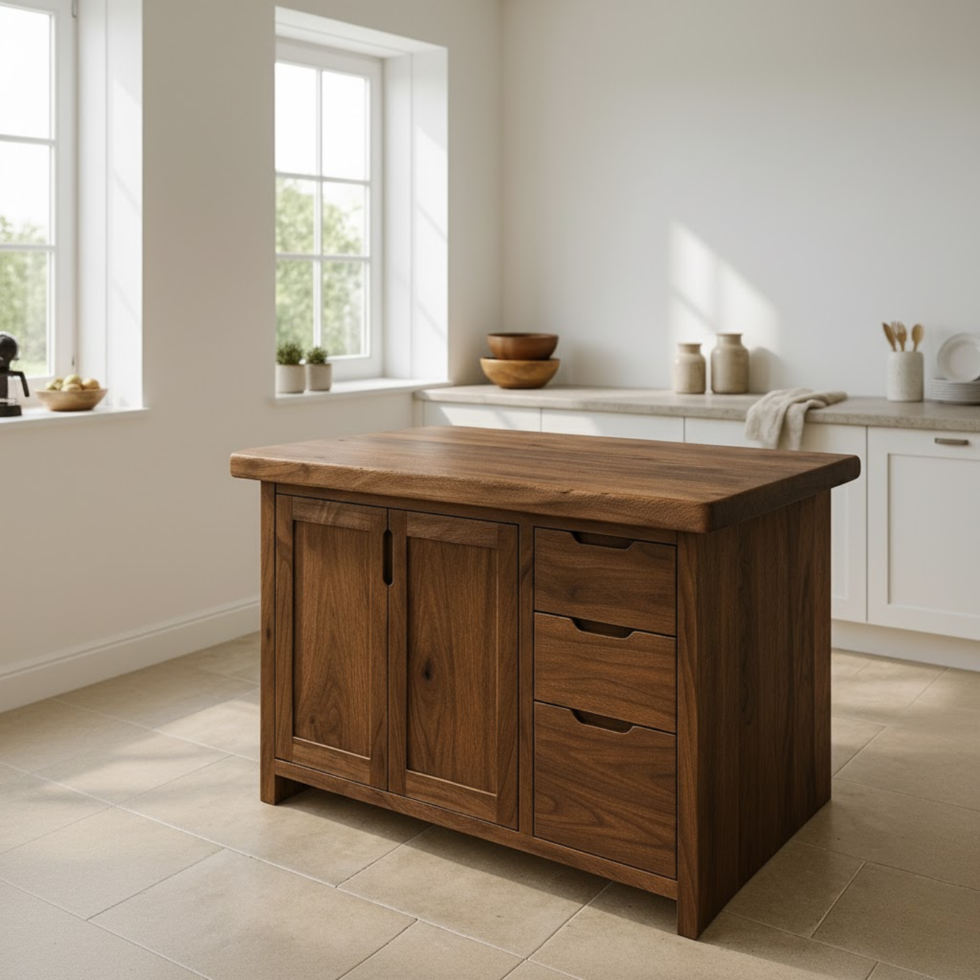 Handcrafted Soild Wood Kitchen Island - Modern Storage Cabinet & Prep Station Lynnsnail
