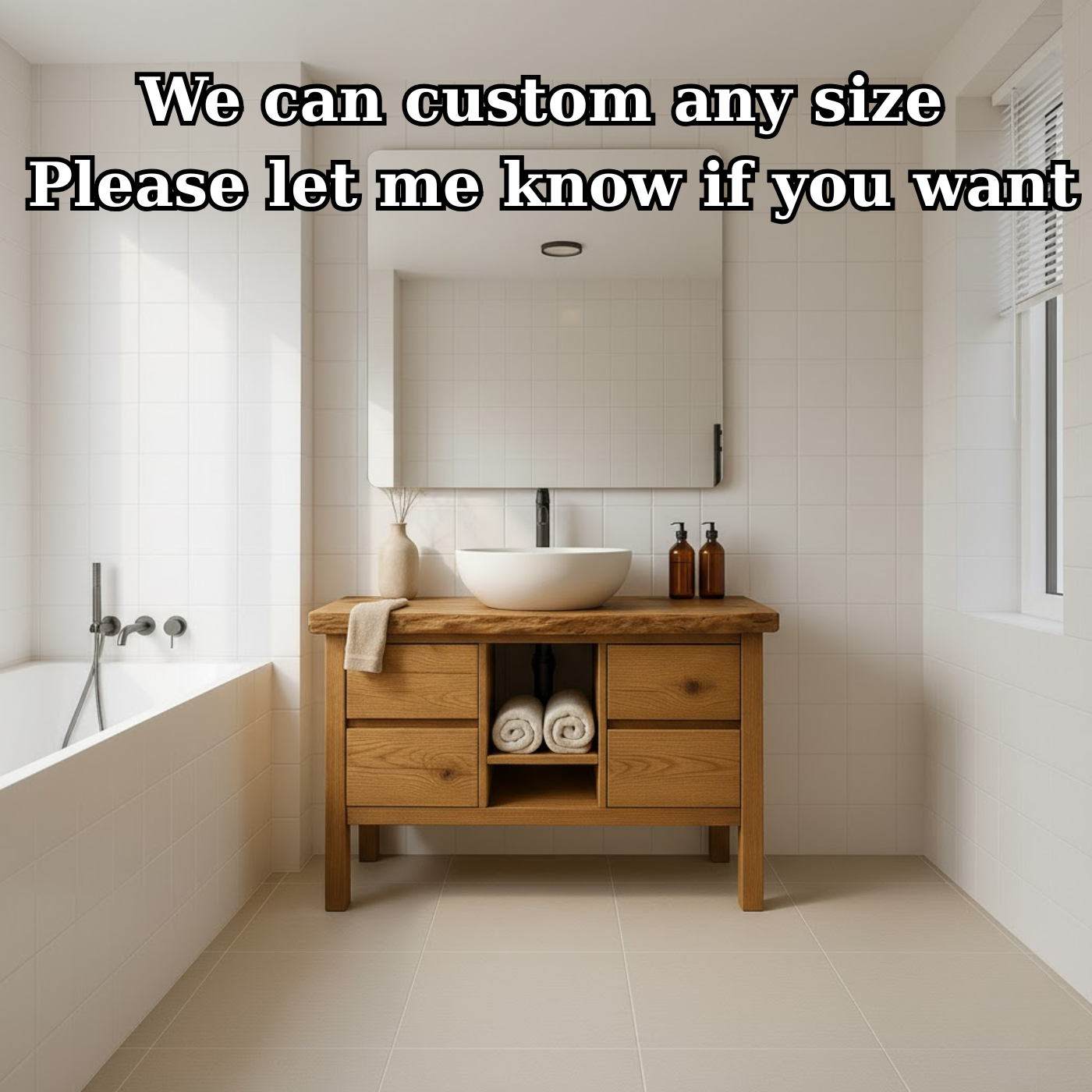 Handcrafted Solid Wood Bathroom Vanity - Live Edge Top with Drawers & Open Shelf Storage Lynnsnail