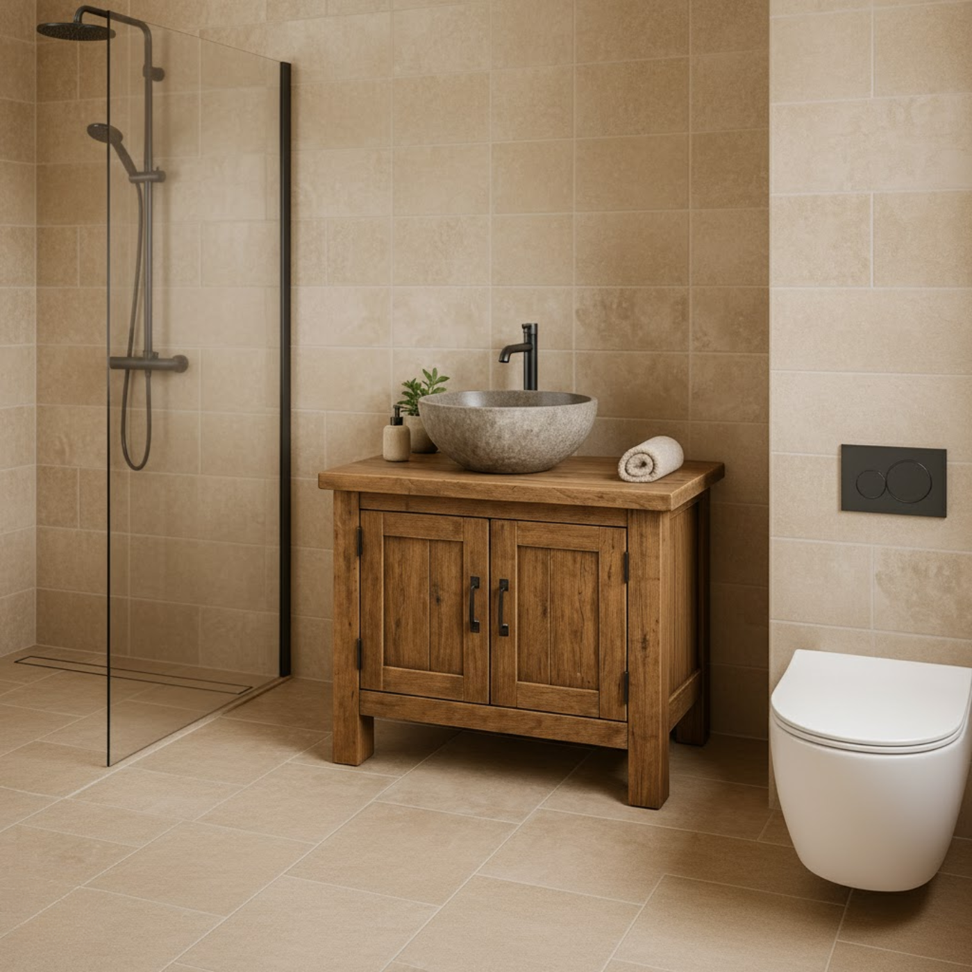 Handcrafted Soild Wood Bathroom Vanity | Compact Single Sink Cabinet Storage Lynnsnail