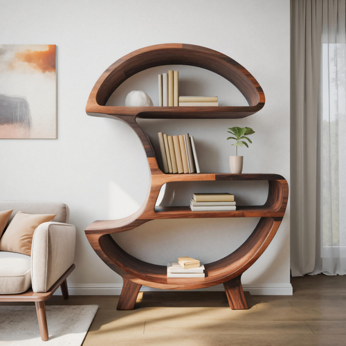 Modern Organic Bookshelf For Living Room Or Office Lynnsnail