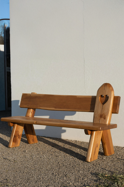 Rustic Handmade Bench With Heart Cutout For Garden Or Porch Lynnsnail