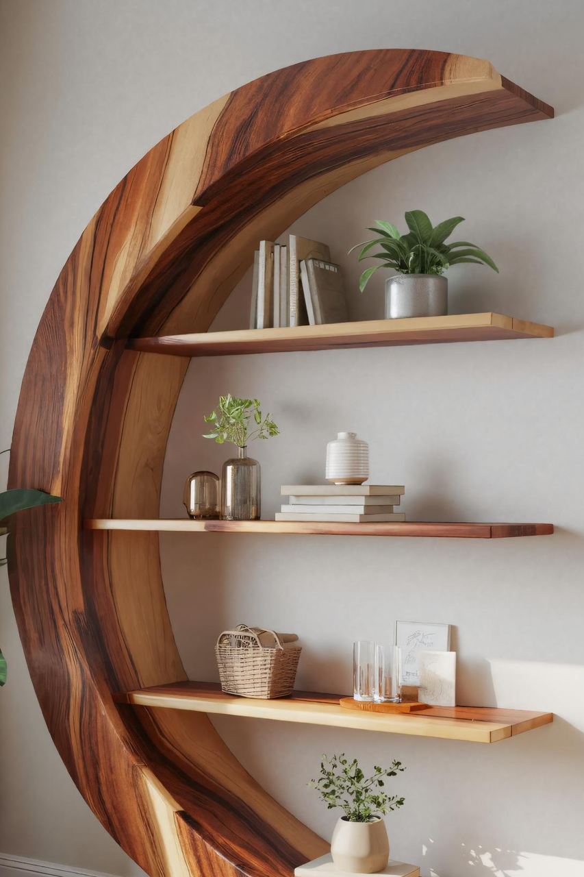 Modern Floating Moon Bookshelf For Living Room Or Bedroom Lynnsnail