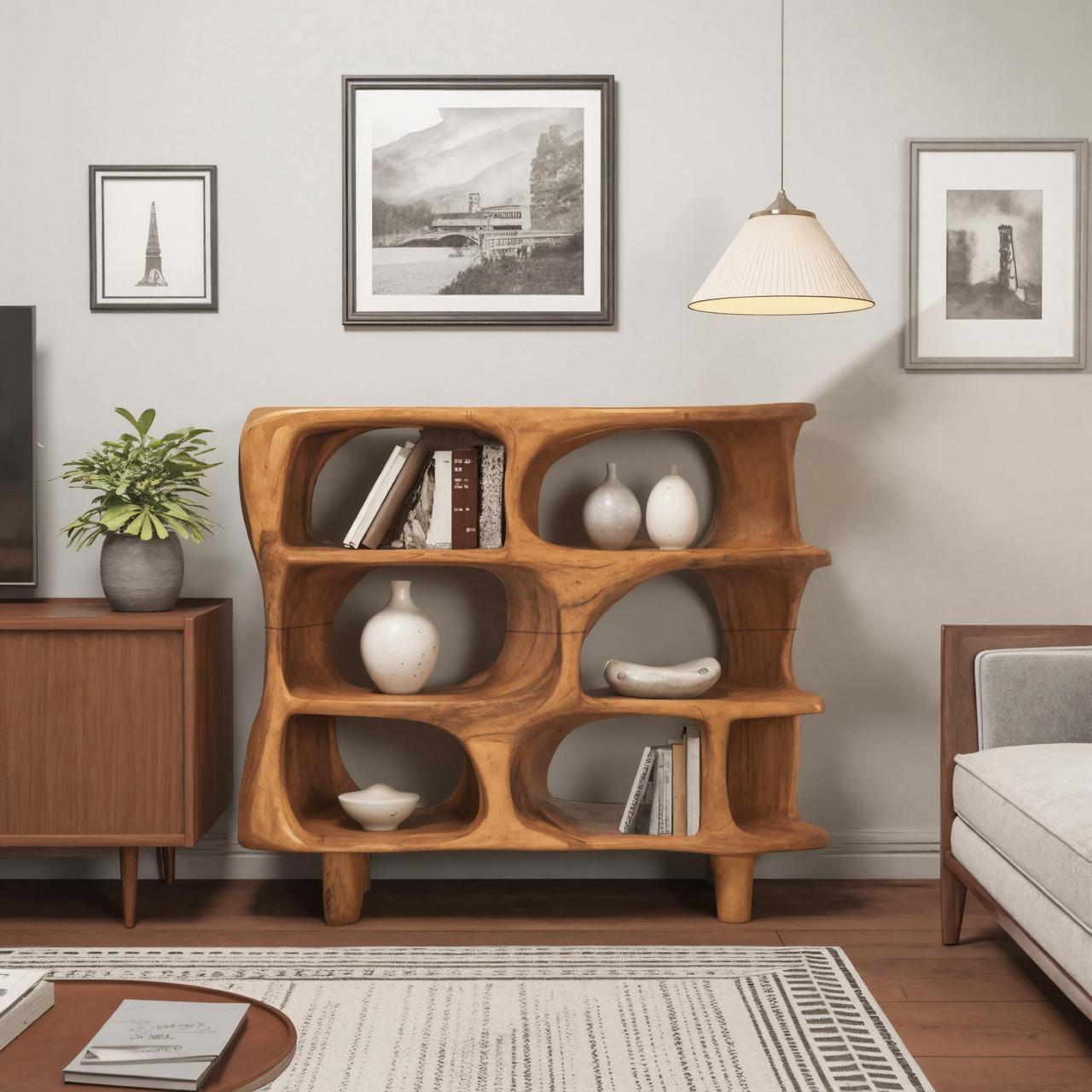 Modern Organic Sculptural Bookshelf For Living Room Or Office Lynnsnail