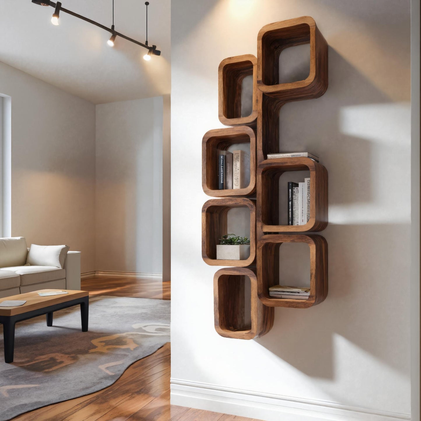 Modern Wall Mounted Bookshelf With Square Design For Living Room Lynnsnail