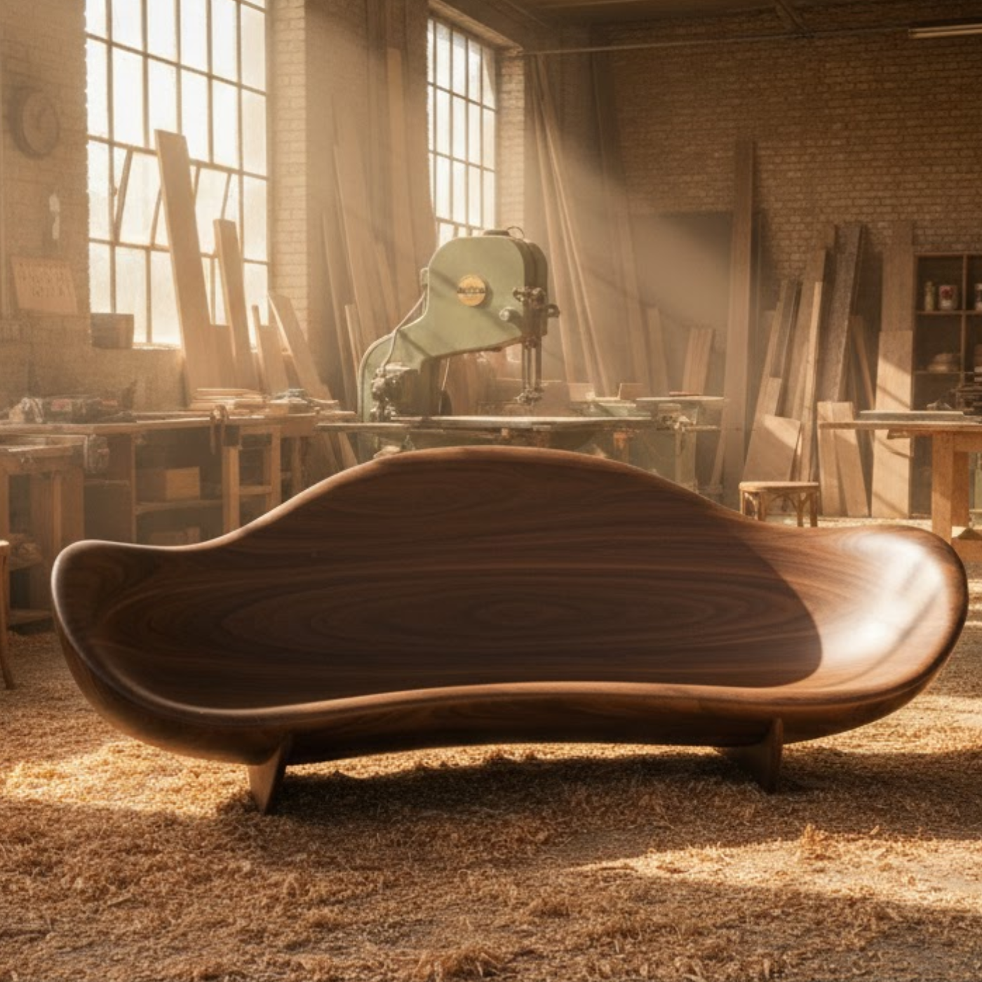 Handcrafted Solid Wood Sofa – Modern Organic Sculptural Couch with Curved Wood Frame Lynnsnail