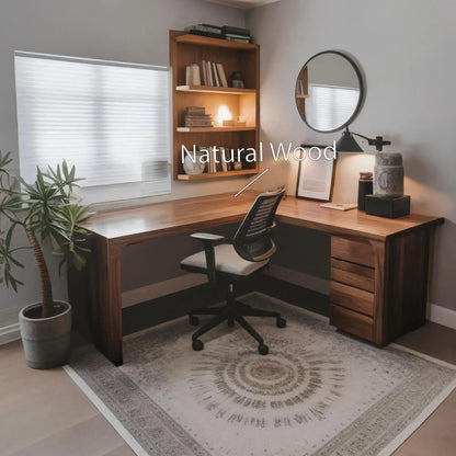 Modern L Shaped Desk with Drawers For Home Office Lynnsnail
