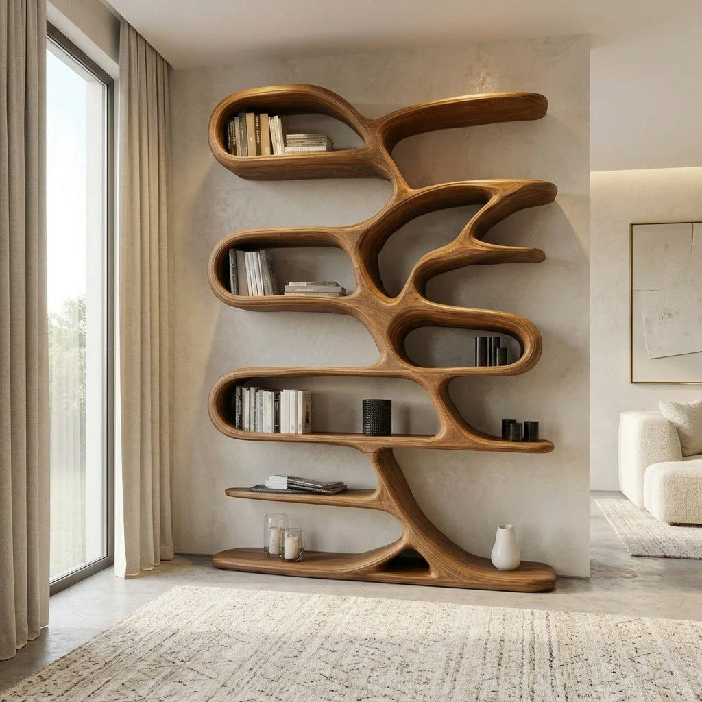 Contemporary Wooden Bookcase For Minimalist Living Room Decor Lynnsnail