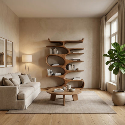 Mid Century Natural Wood Bookshelf For Living Room Furniture Lynnsnail