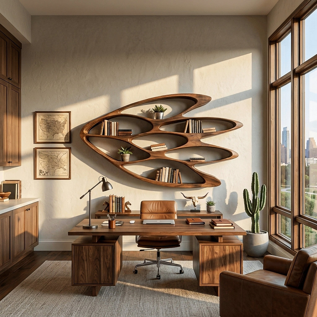 Wooden Wall Bookshelf With Unique Shape For Living Room Wall Lynnsnail