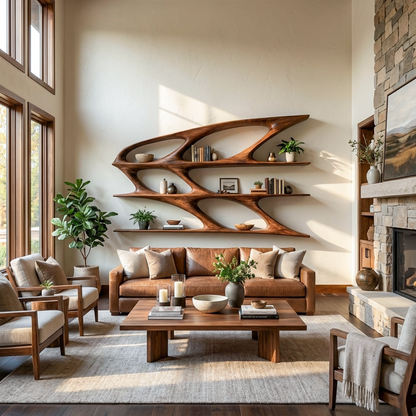 Organic Sculptural Wooden Bookshelf For Living Room Statement Lynnsnail