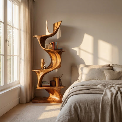 Organic Modern Natural Wood Bookshelf For Home Decor Corner Lynnsnail