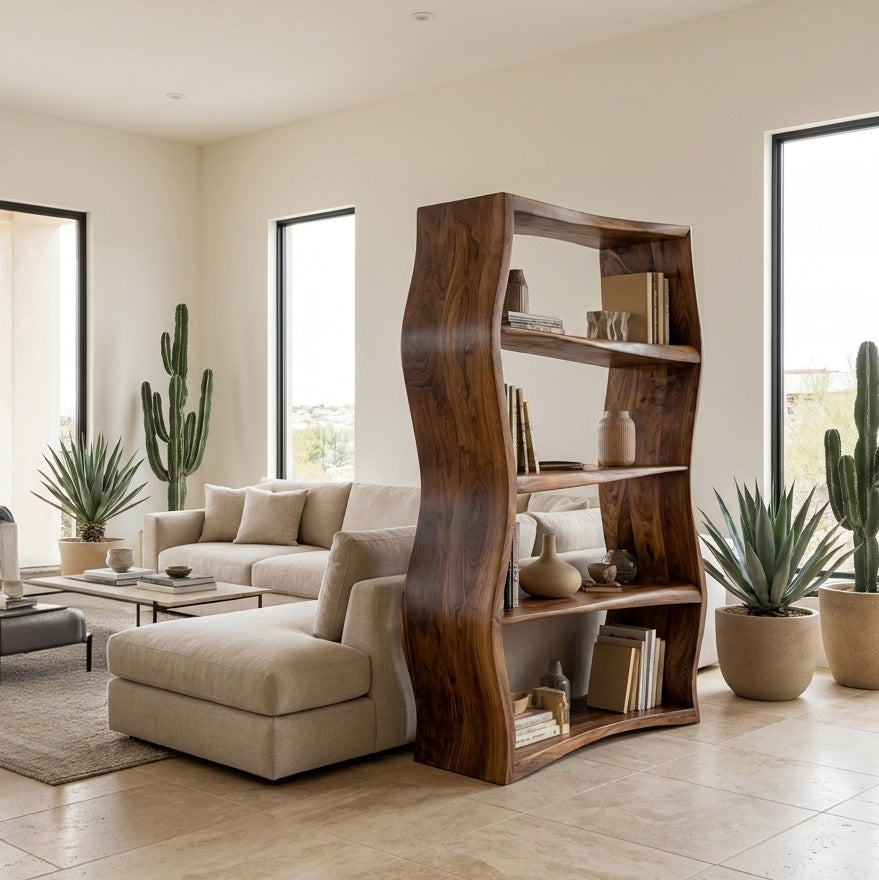 Elegant Natural Wood Bookshelf For Living Room Storage Lynnsnail