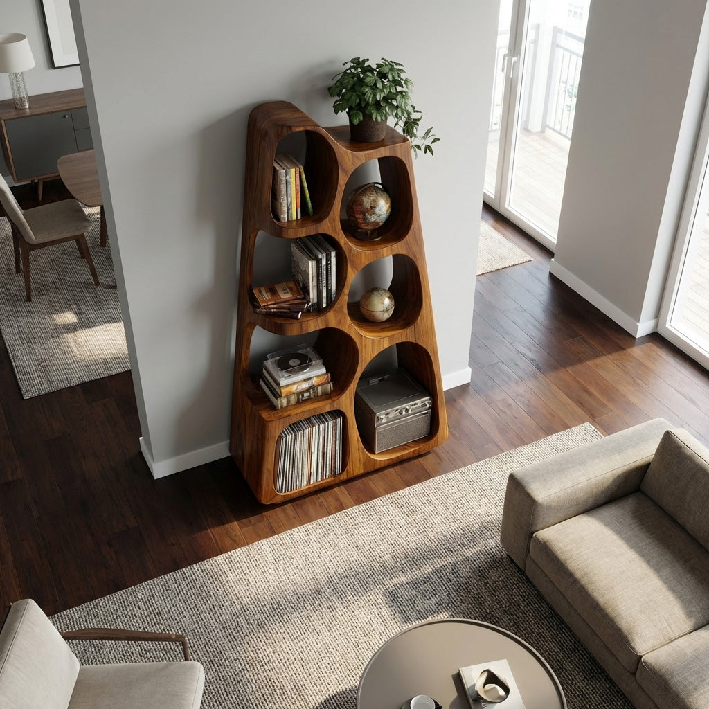 Organic Wooden Bookshelf For Japandi Furniture Decor Lynnsnail