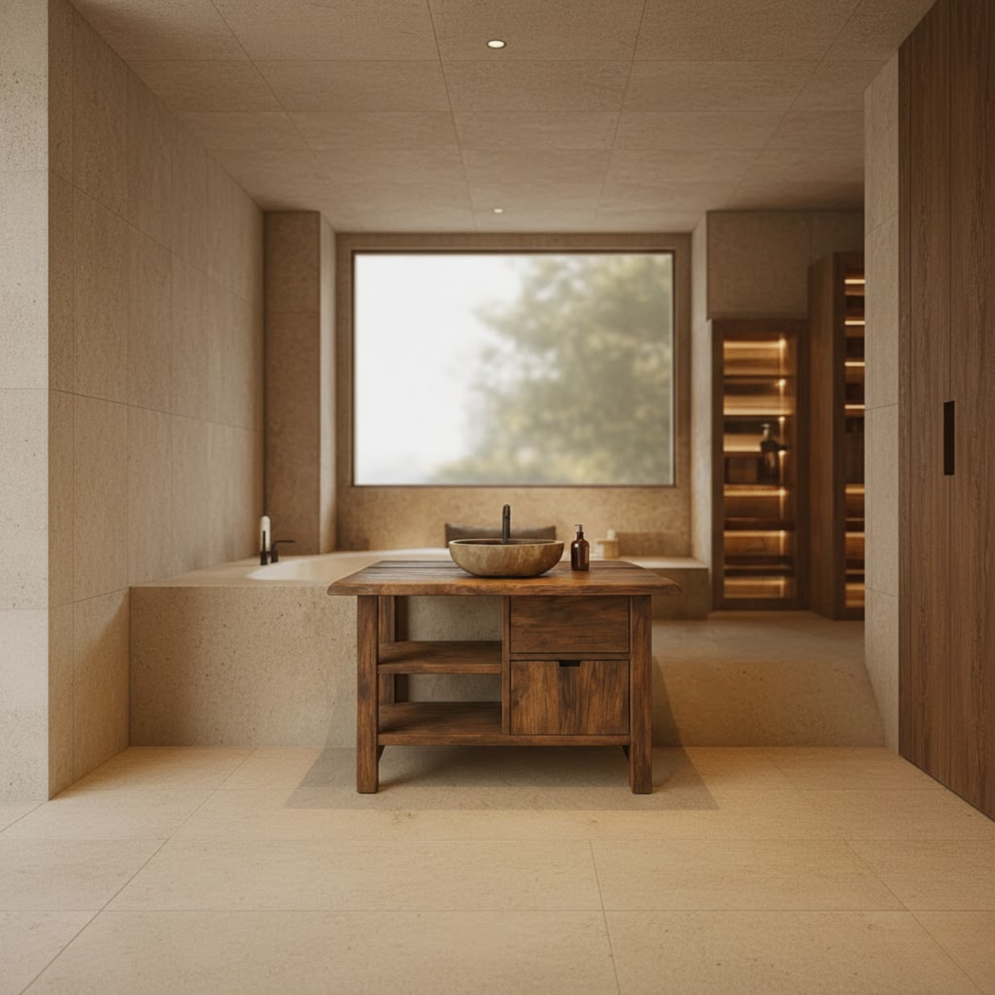 Handcrafted Solid Wood Bathroom Vanity with Open Shelves and Soft-Close Storage Lynnsnail