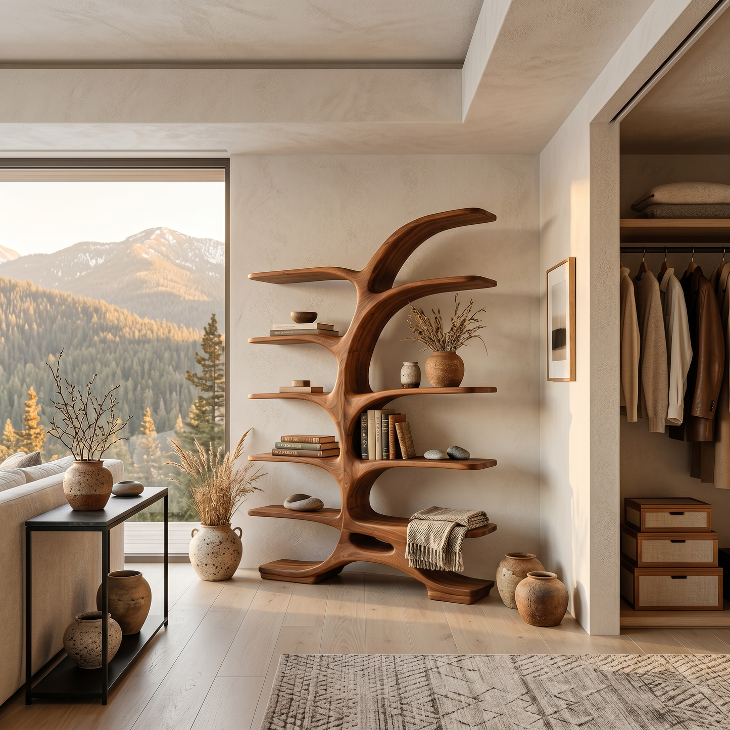 Contemporary Sculptural Curved Bookshelf For Living Room Interior Lynnsnail