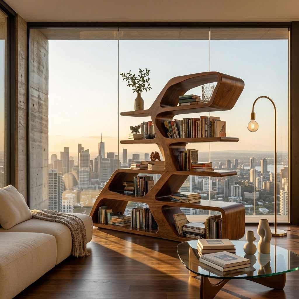 Modern Sculptural Bookshelf For Living Room Decor Lynnsnail
