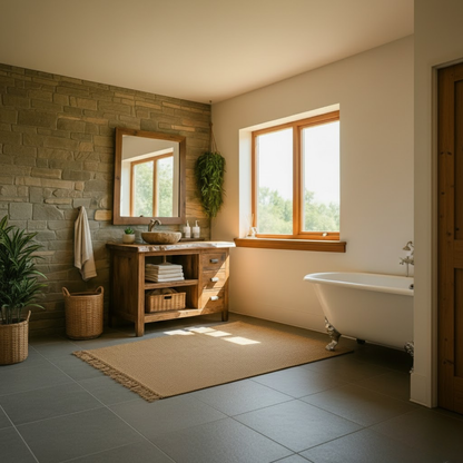 Handcrafted Solid Wood Bathroom Vanity with Live-Edge Top and Spacious Open Storage Lynnsnail