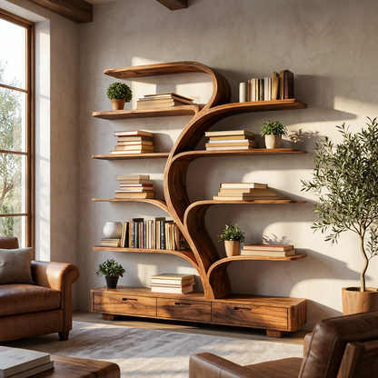 Organic Natural Wood Bookshelf Branch Shape For Home Decor Lynnsnail