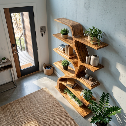 Minimal Natural Wood Bookshelf Branch Design For Interior Space Lynnsnail