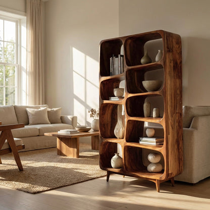 Contemporary Solid Wood Bookshelf For Coastal Interior Lynnsnail