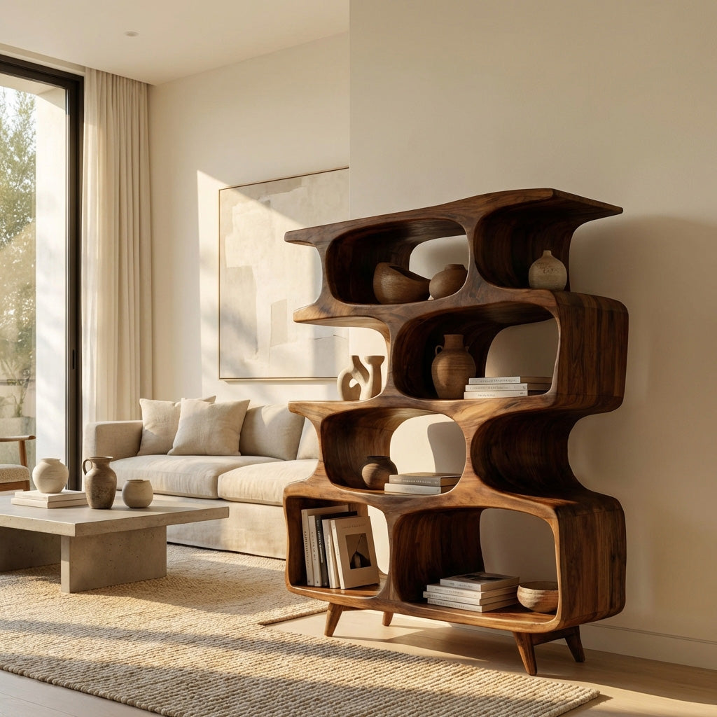 Modern Open Wooden Bookshelf For Beach House Lynnsnail
