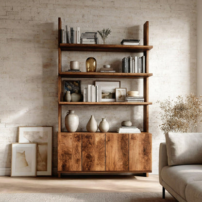 Modern Bookshelf With Open Shelf And Drawers For Living Lynnsnail