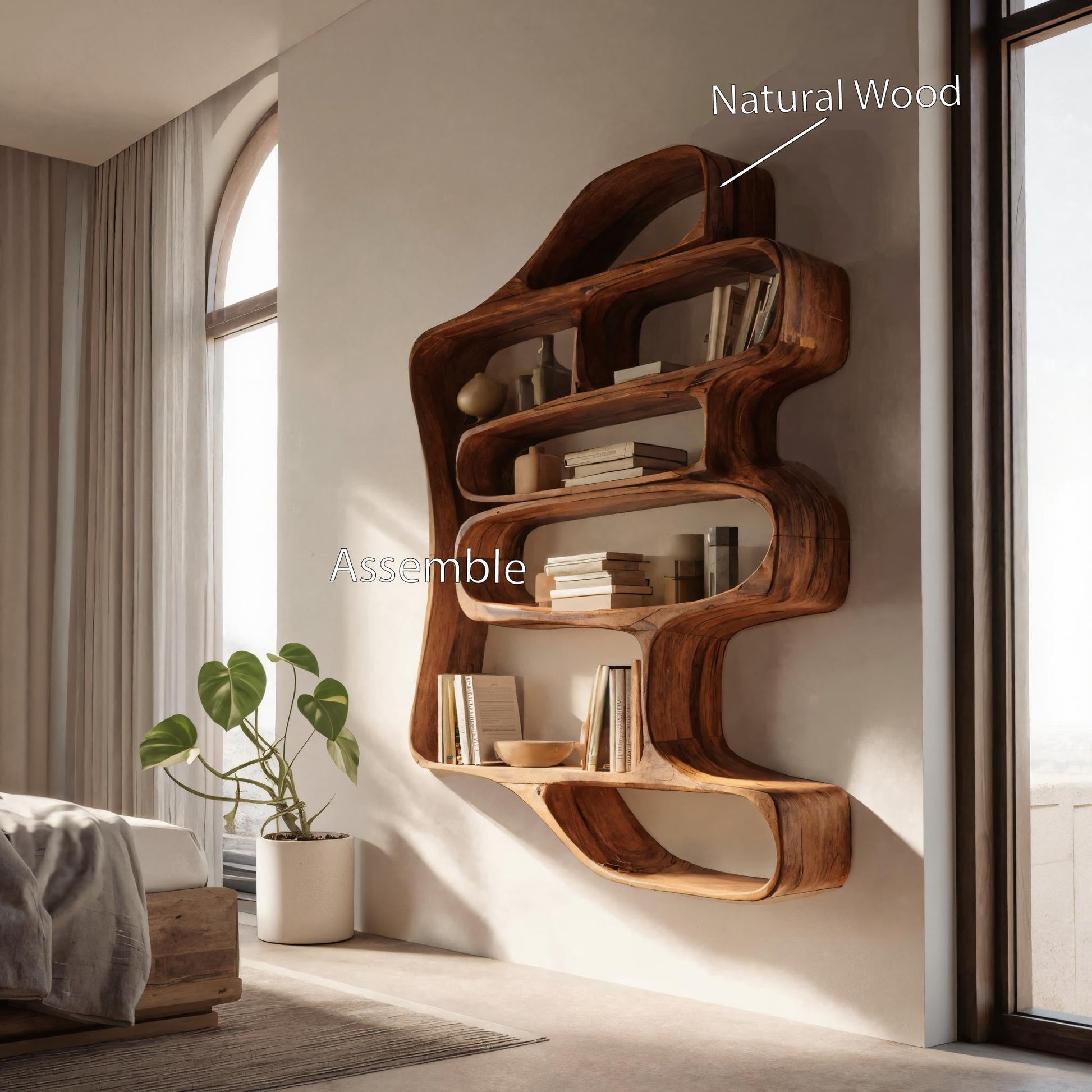 Sculptural Floating Bookshelf For Living Room Or Bedroom Lynnsnail