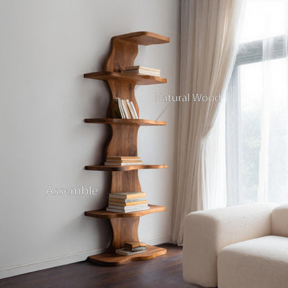 Modern Sculptural Wave Bookshelf For Living Room Lynnsnail