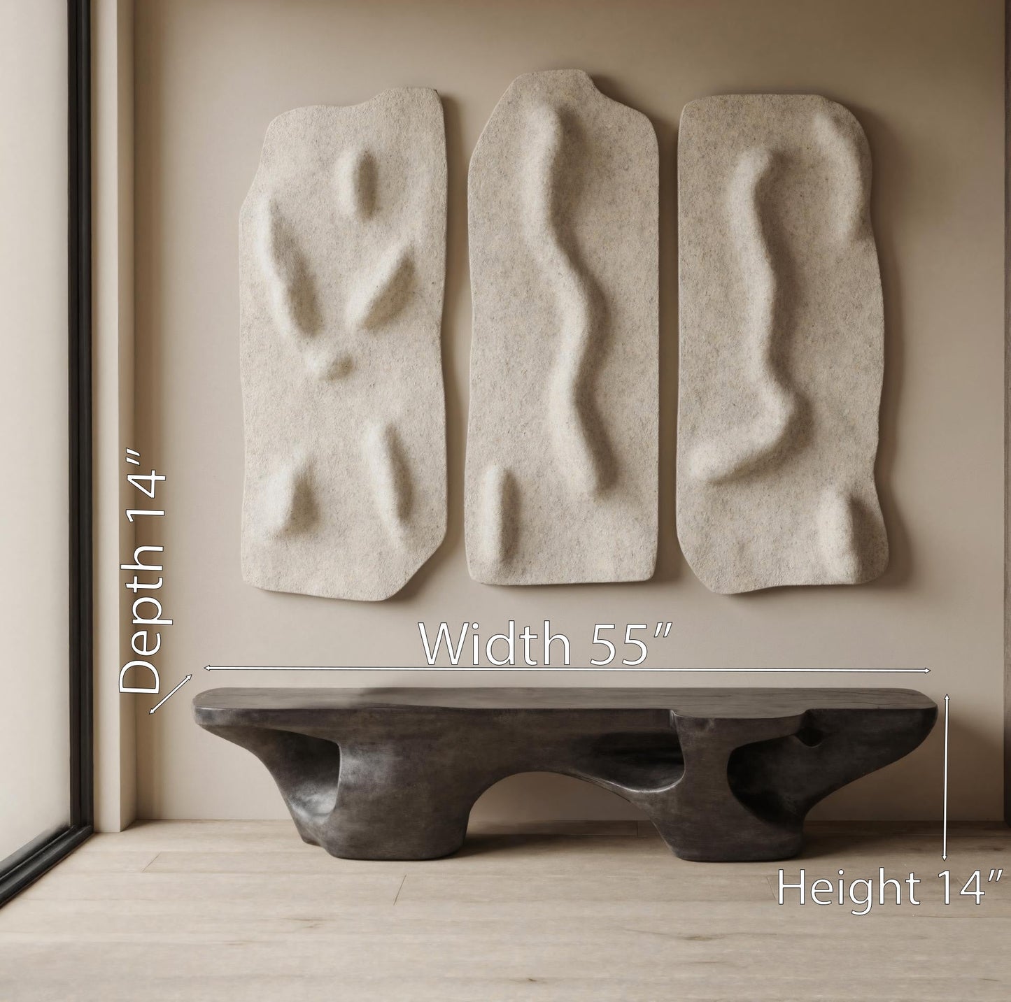 Contemporary Sculptural Bench With Carved Design For Living Room Lynnsnail