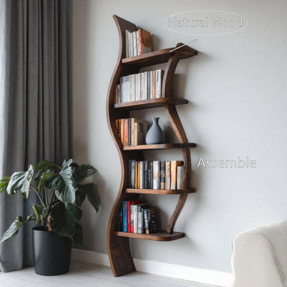 Modern Sculptural Bookshelf With Curved Design For Living Room Lynnsnail